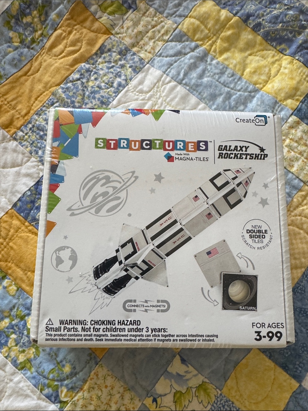 Structures Galaxy Rocketship Magnetic Building Set - White & Black